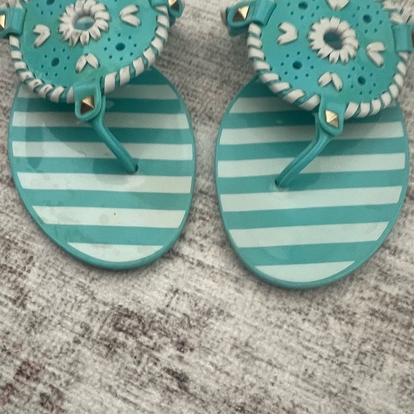 Jack Rogers Georgica Jelly Teal Stripe Flip Flop - Picture 4 of 6